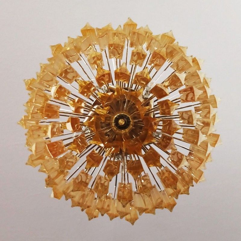 Винтажная люстра Murano Chandelier 107 Clear and Yellow Prism Glass