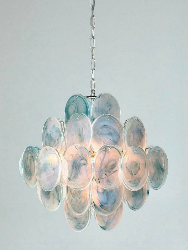 Винтажная люстра Murano Chandelier 36 Blue Disk Glass