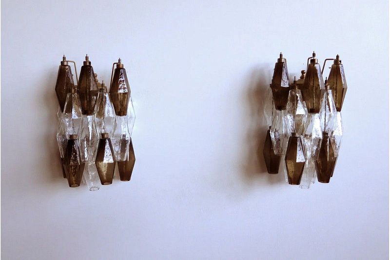 Настенный светильник Murano Wall Lamp 17 Smoke-Finished Poliedri Glass