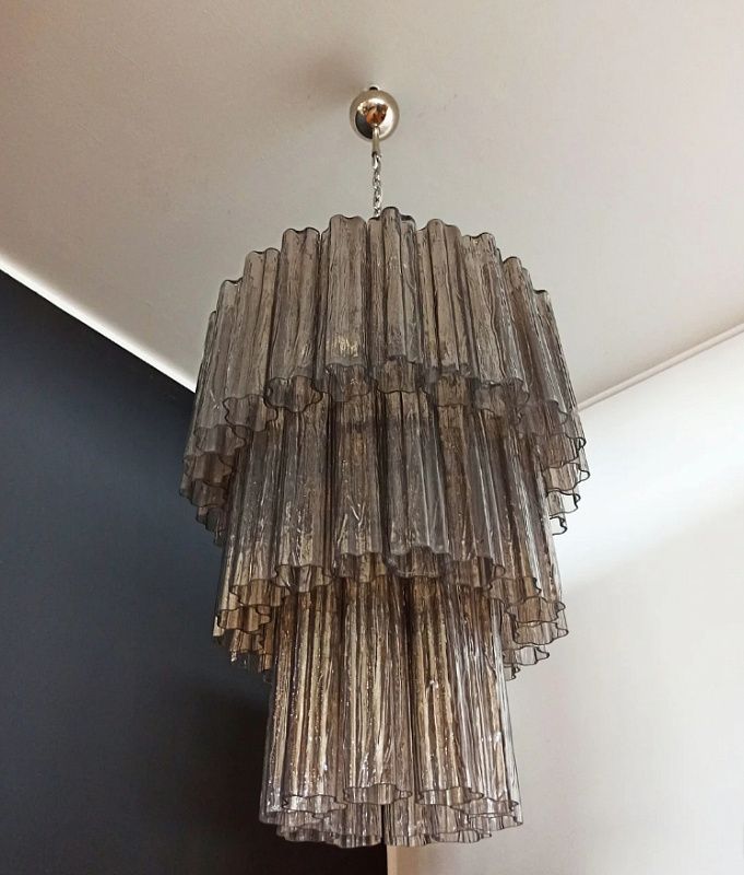 Винтажная люстра Murano Chandelier 52 Smoke-Colored Glass Tubes