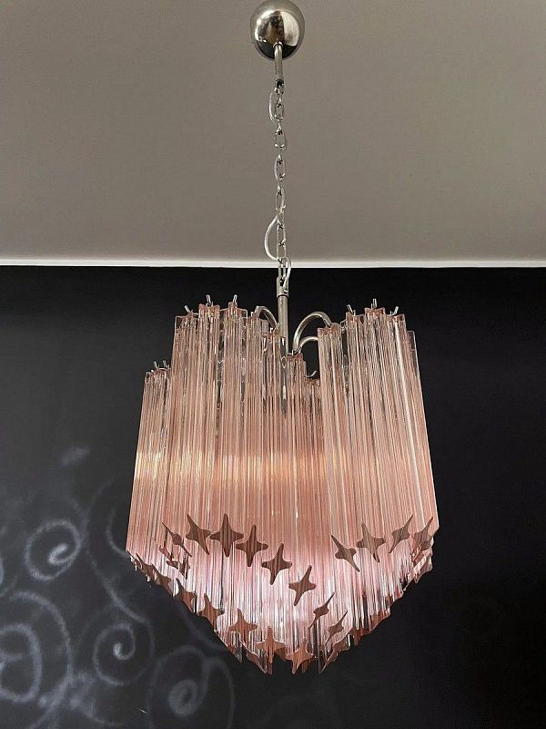 Винтажная люстра Murano Chandelier 60 Pink Prism Glass