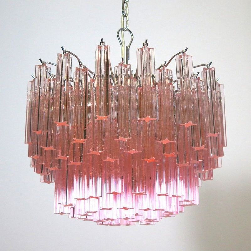 Винтажная люстра Murano Chandelier 107-1 Pink Prism Glass