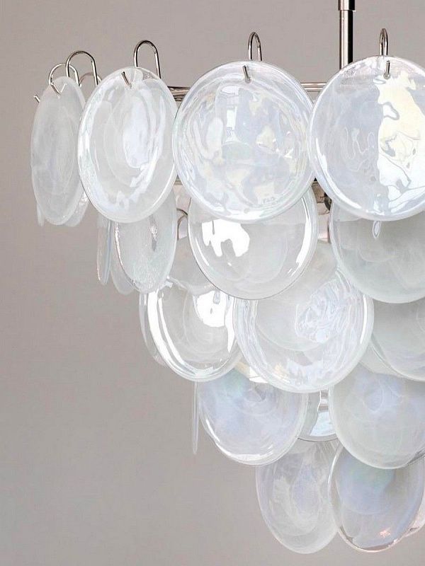 Винтажная люстра Murano Chandelier 57 Alabaster White Disk Glass