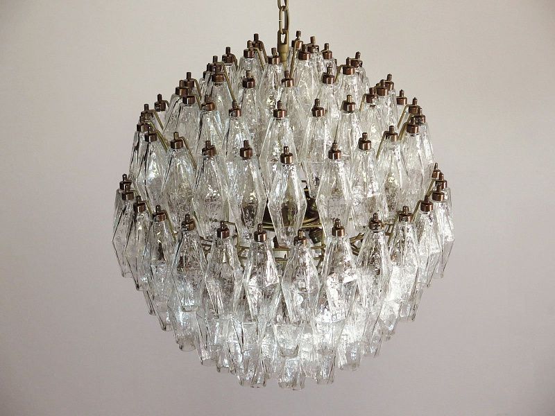 Винтажная люстра Murano Chandelier 140 Clear Poliedri Glass