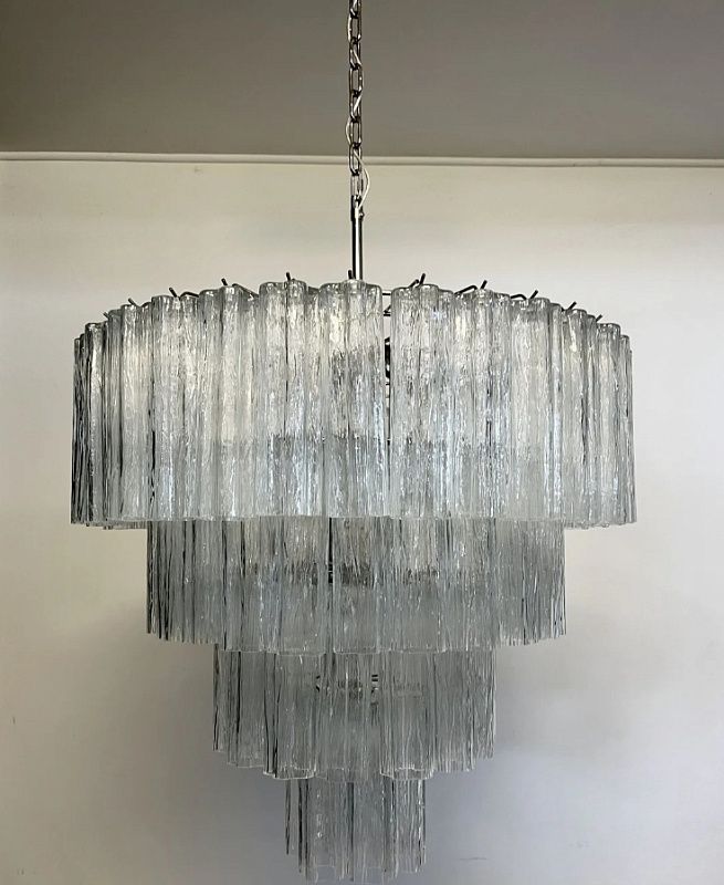 Винтажная люстра Murano Chandelier 78 Clear Glass Tubes