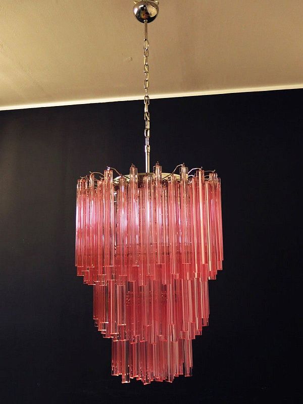 Винтажная люстра Murano Chandelier 184 Pink Prism Glass