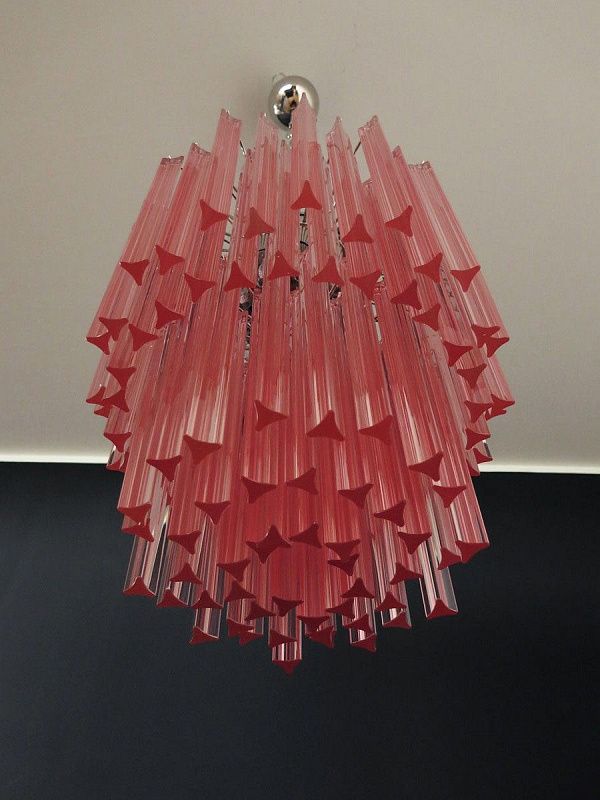 Винтажная люстра Murano Chandelier 107 Pink Prism Glass