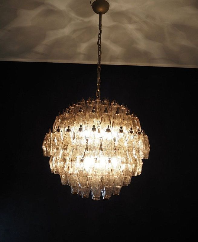 Винтажная люстра Murano Chandelier 140 Smoke-Colored Poliedri Glass