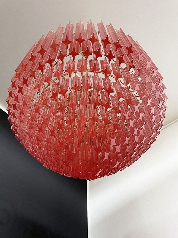 Винтажная люстра Murano Chandelier 265 Pink Prism Glass
