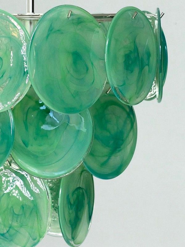 Винтажная люстра Murano Chandelier 23 Alabaster Green Disk Glass