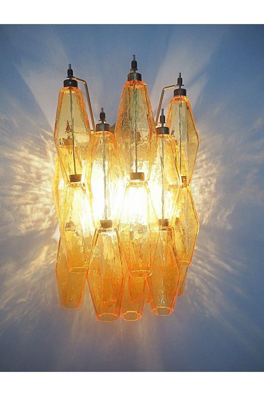 Настенный светильник Murano Wall Lamp 17 Yellow Poliedri Glass
