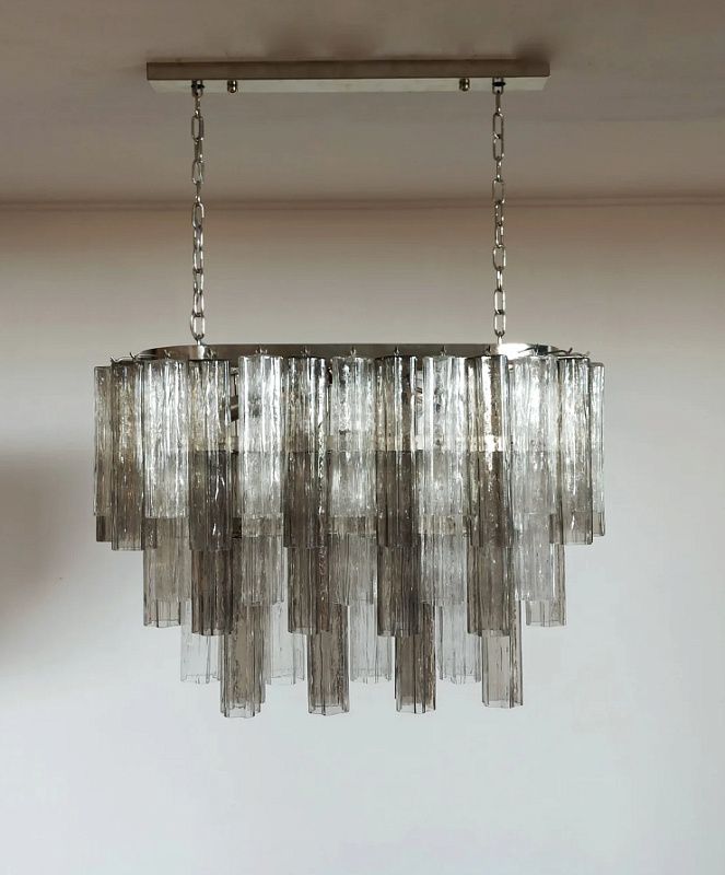 Винтажная люстра Murano Chandelier 62 Clear and Smoke-Colored Glass Tubes