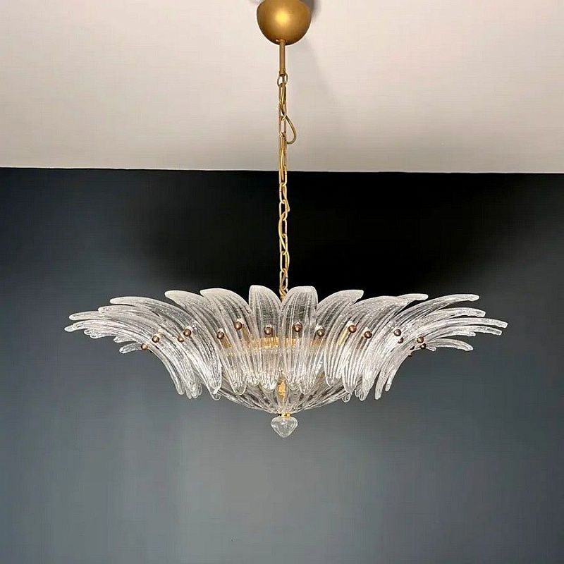 Винтажная люстра Murano Chandelier 36 Clear Palmette Glass