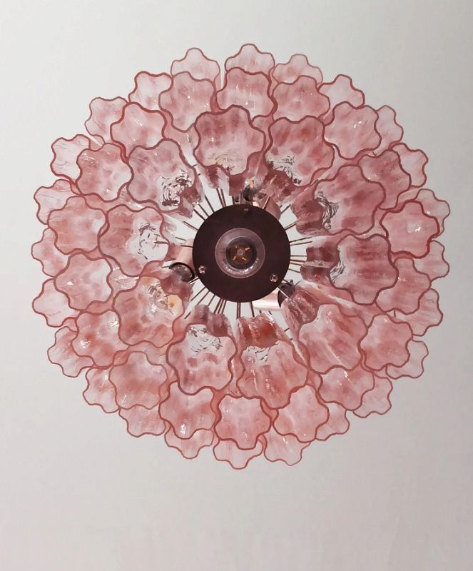 Винтажная люстра Murano Chandelier 52 Pink Glass Tubes