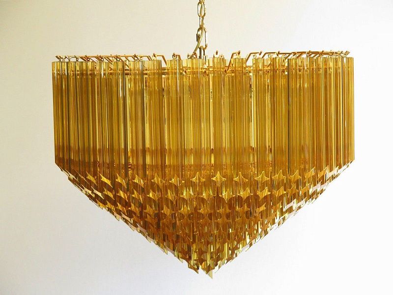 Винтажная люстра Murano Chandelier 265 Yellow Prism Glass