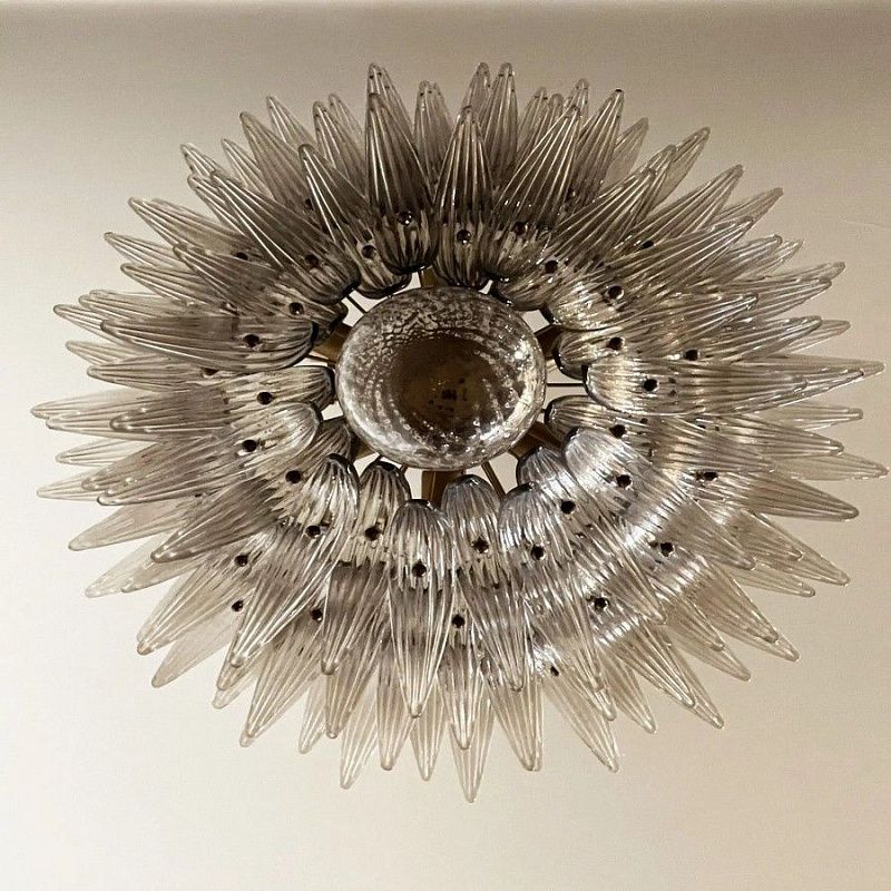 Винтажная люстра Murano Chandelier 104 Smoky Colored Palmette Glass