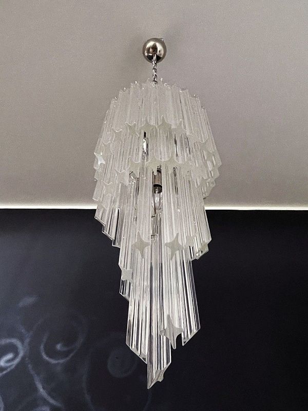 Винтажная люстра Murano Chandelier 54 Clear Prism Glass