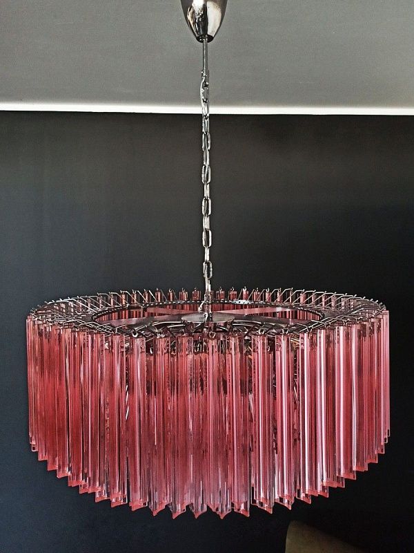 Винтажная люстра Murano Chandelier 391 Pink Prism Glass