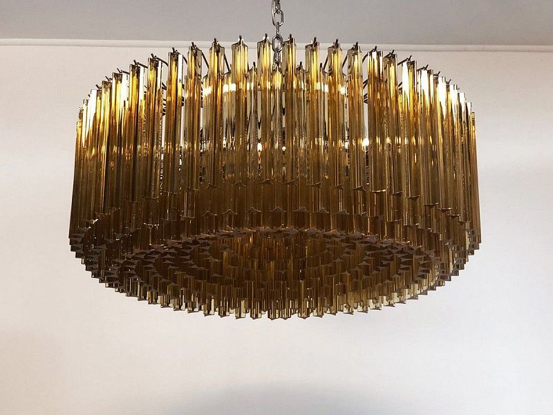 Винтажная люстра Murano Chandelier 391 Clear and Yellow Prism Glass