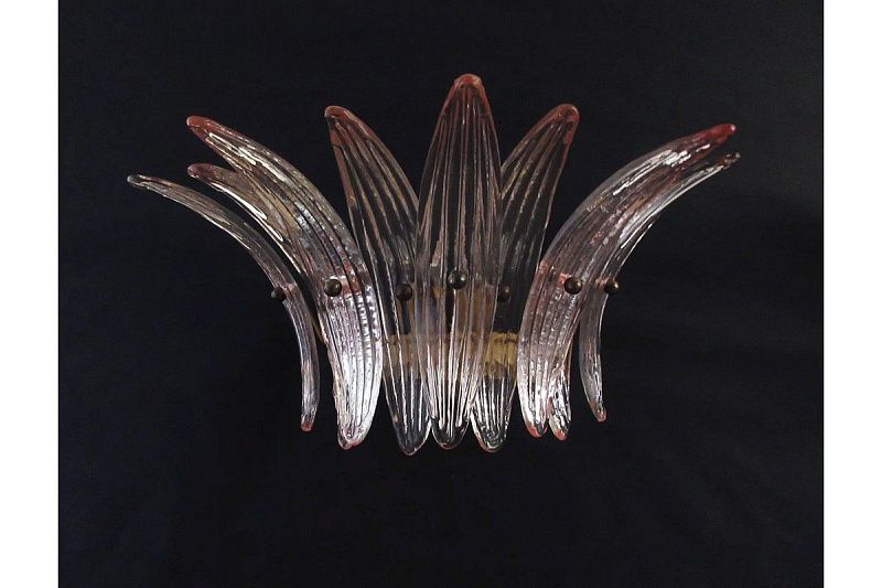 Настенный светильник Murano Wall Lamp 9 Pink Palmette Glass