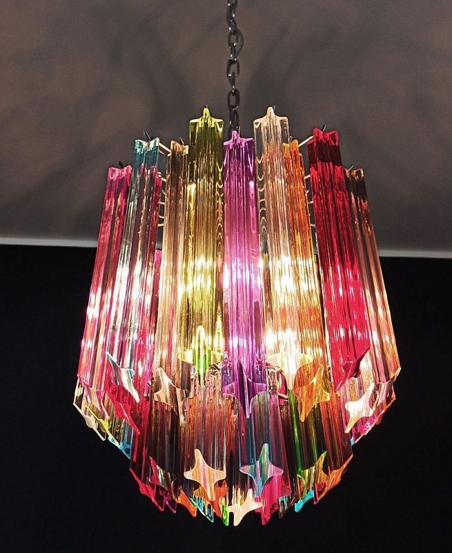 Винтажная люстра Murano Chandelier 47 Multicolored Prism Glass