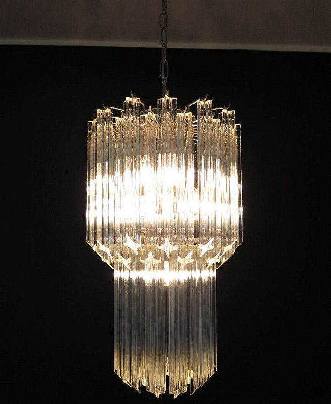 Винтажная люстра Murano Chandelier 46 Clear Prism Glass