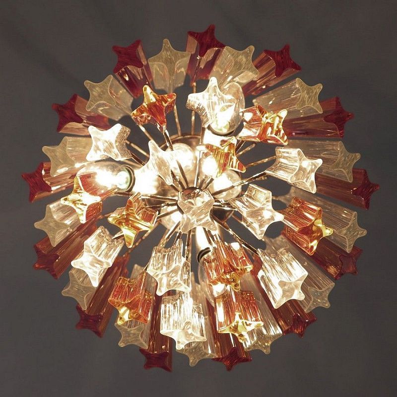 Винтажная люстра Murano Chandelier 47 Clear and Yellow Prism Glass
