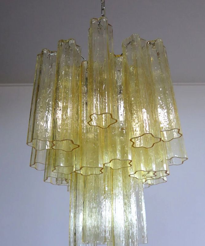 Винтажная люстра Murano Chandelier 30 Yellow Glass Tubes