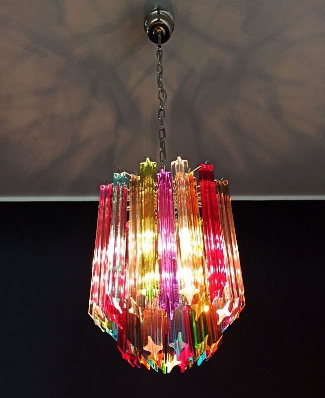 Винтажная люстра Murano Chandelier 47 Multicolored Prism Glass