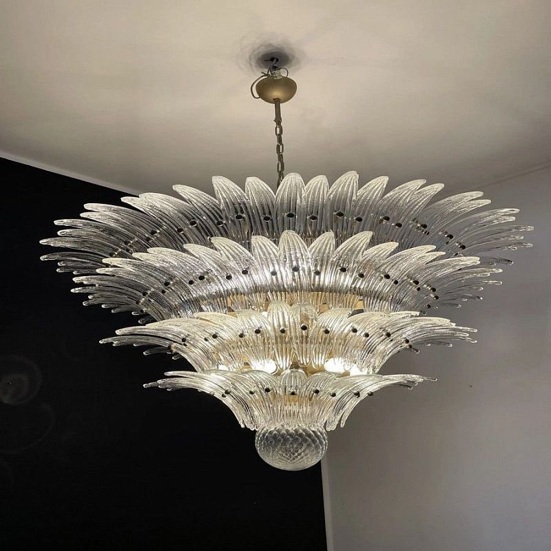 Винтажная люстра Murano Chandelier 163 Clear Palmette Glass