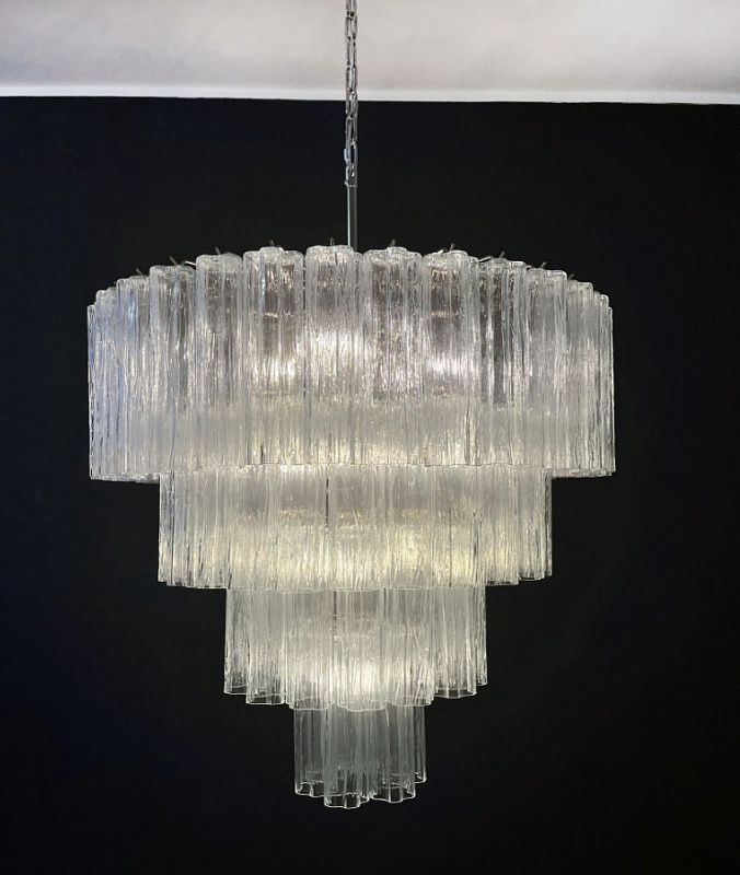 Винтажная люстра Murano Chandelier 78 Clear Glass Tubes