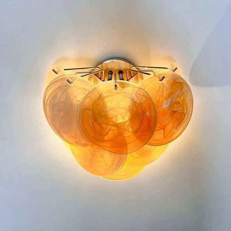 Настенный светильник Murano Wall Lamp 10 Alabaster Gold Disk Glass