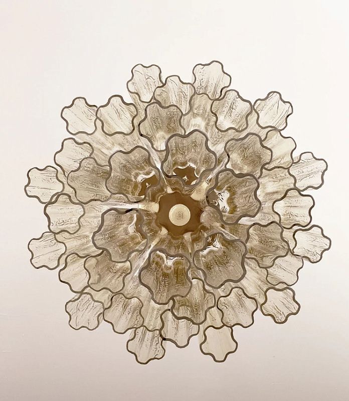 Винтажная люстра Murano Chandelier 36 Clear and Yellow Glass Tubes