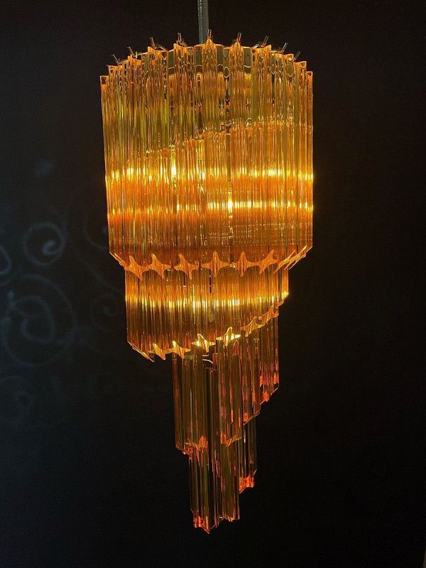 Винтажная люстра Murano Chandelier 54 Yellow Prism Glass