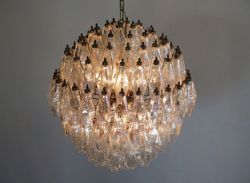 Винтажная люстра Murano Chandelier 140 Iris Clear Poliedri Glass
