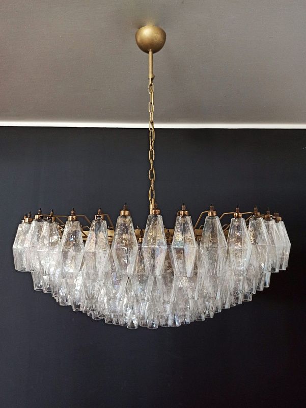 Винтажная люстра Murano Chandelier 185 Iridescent Poliedri Glass