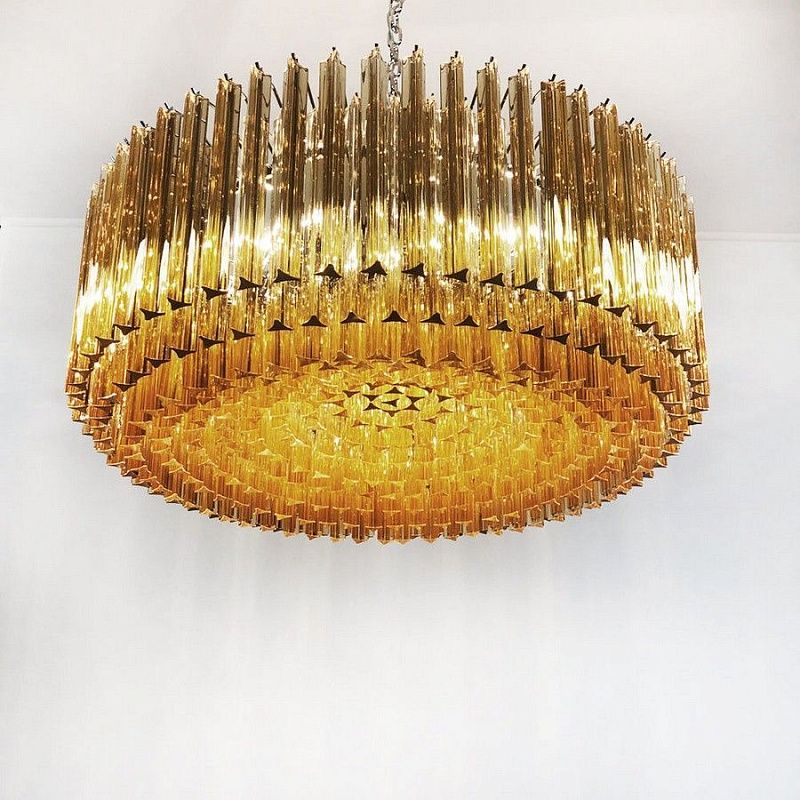 Винтажная люстра Murano Chandelier 391 Clear and Yellow Prism Glass