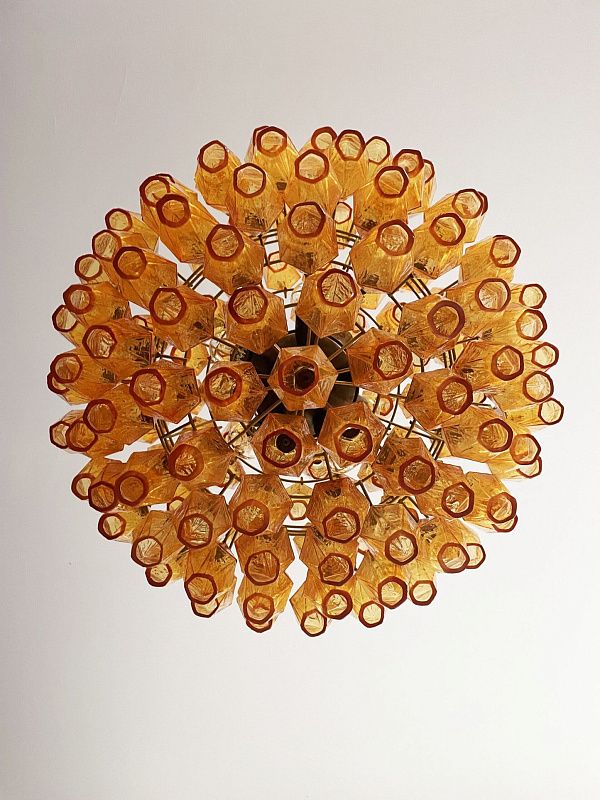 Винтажная люстра Murano Chandelier 140 Yellow Poliedri Glass