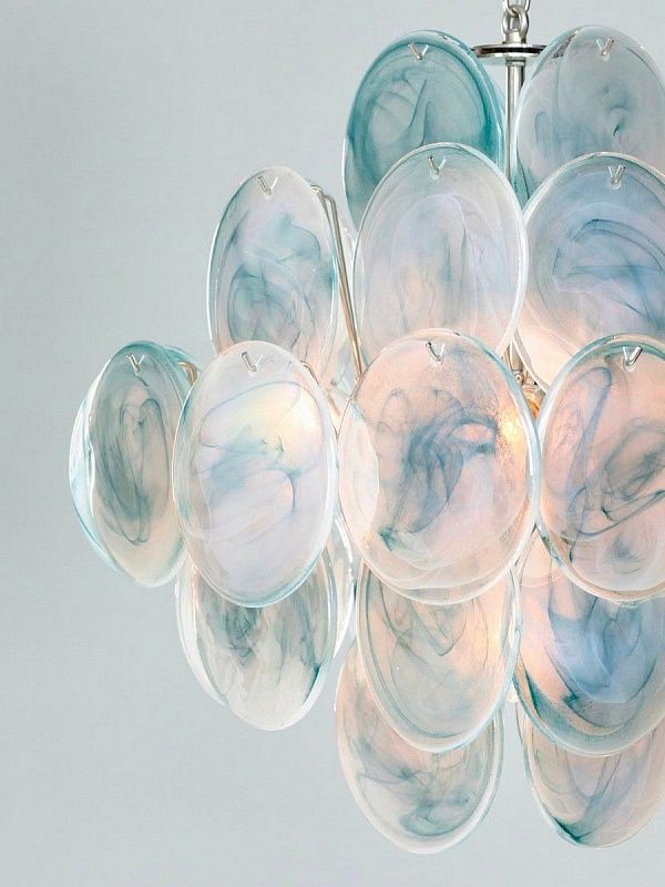 Винтажная люстра Murano Chandelier 36 Blue Disk Glass
