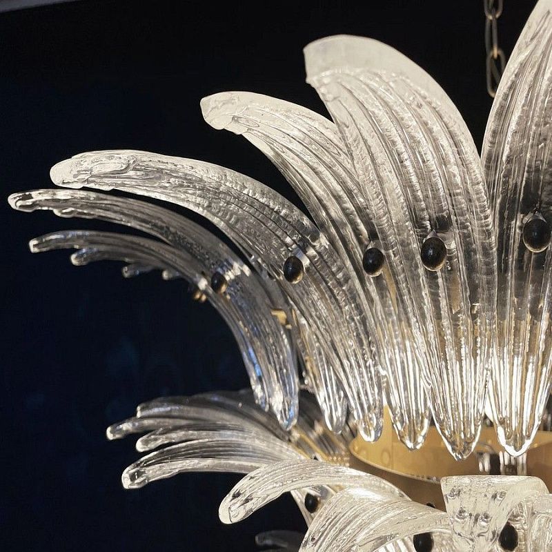 Винтажная люстра Murano Chandelier 104 Clear Palmette Glass
