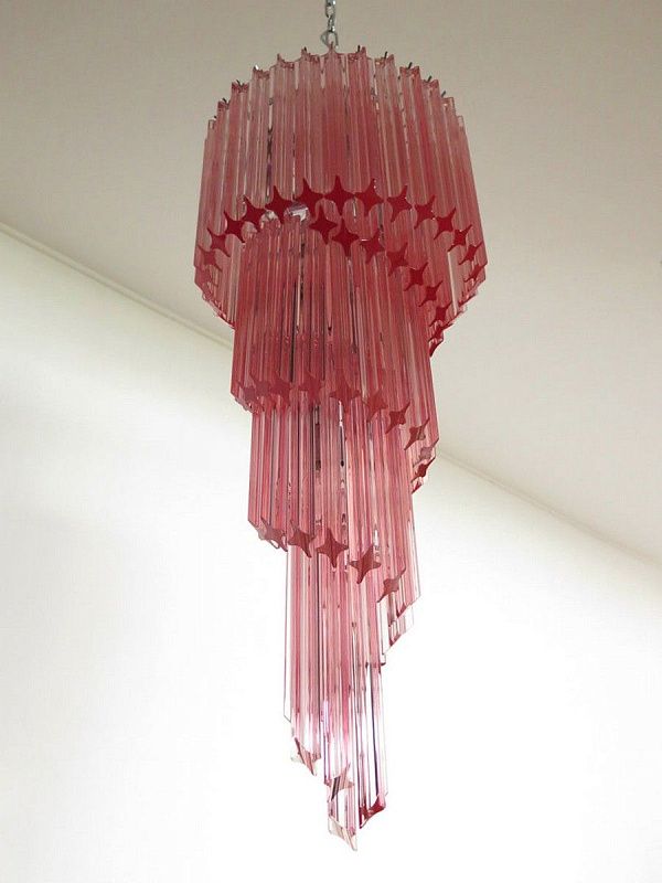 Винтажная люстра Murano Chandelier 86 Pink Prism Glass