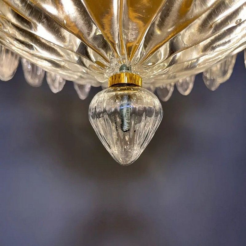 Винтажная люстра Murano Chandelier 82 Clear Palmette Glass