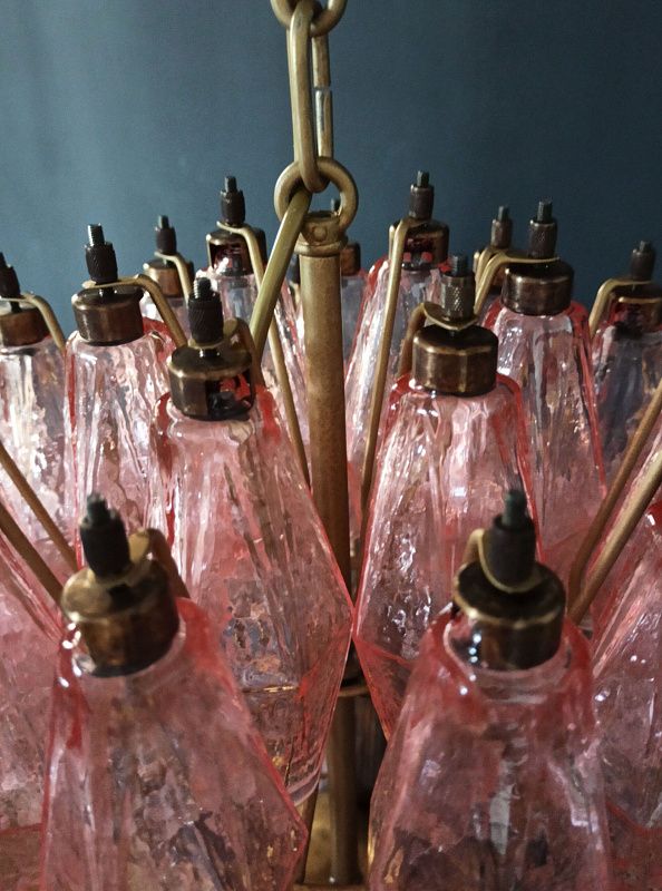 Винтажная люстра Murano Chandelier 140 Pink Poliedri Glass