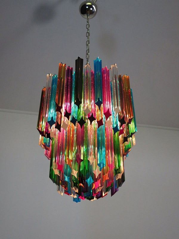 Винтажная люстра Murano Chandelier 107 Multicolored Prism Glass