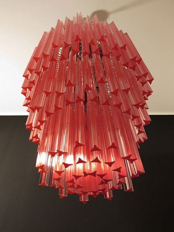 Винтажная люстра Murano Chandelier 242 Pink Prism Glass