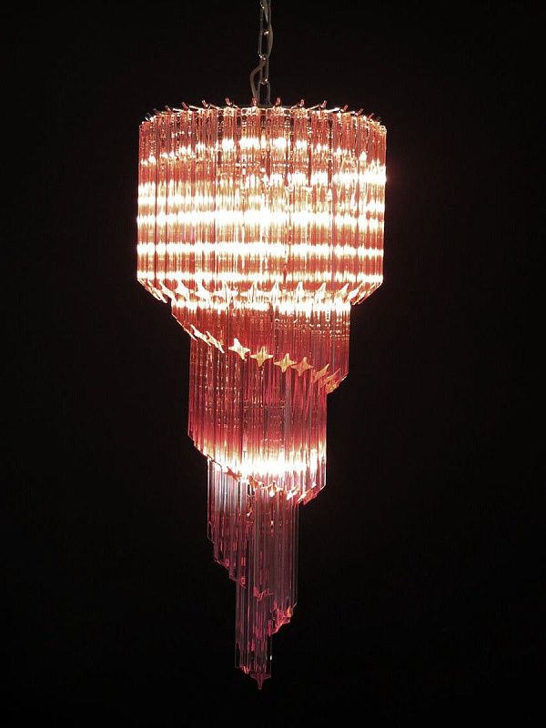 Винтажная люстра Murano Chandelier 86 Pink Prism Glass
