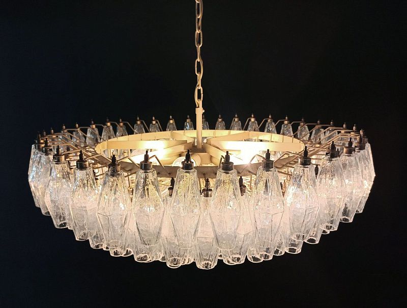 Винтажная люстра Murano Chandelier 185 Iridescent Poliedri Glass
