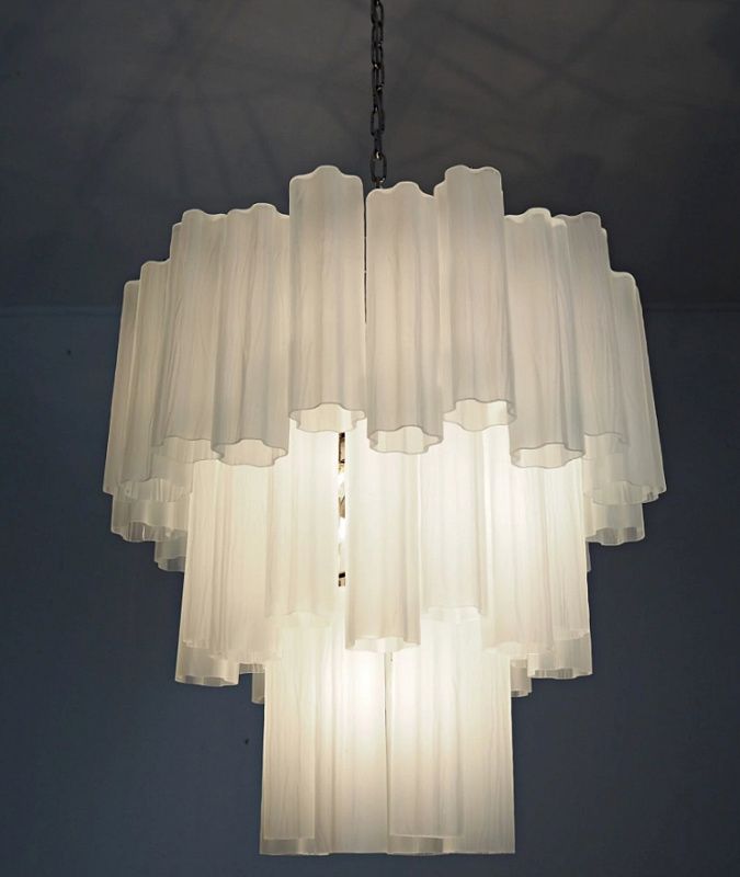 Винтажная люстра Murano Chandelier 48 Matte White Glass Tubes