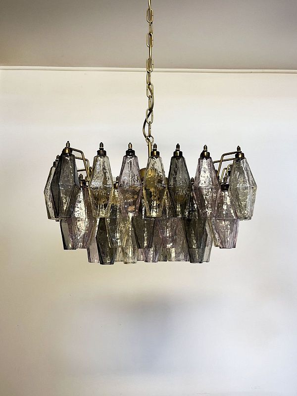 Винтажная люстра Murano Chandelier 56 Multicolored Poliedri Glass