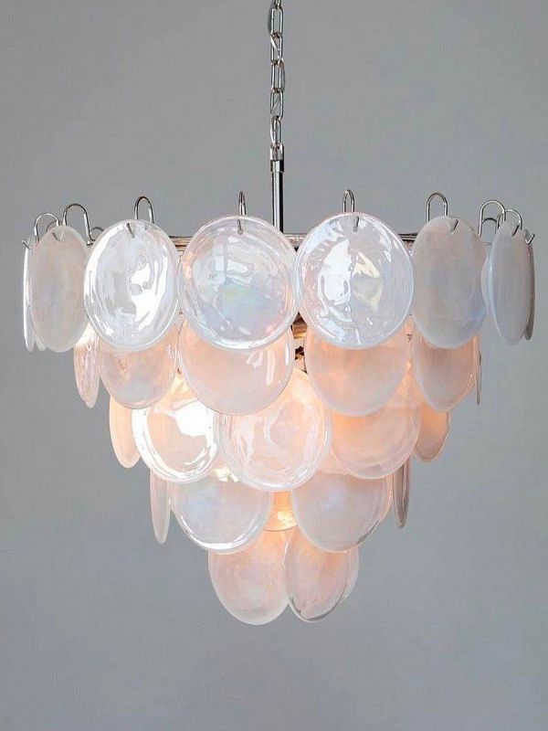 Винтажная люстра Murano Chandelier 57 Alabaster White Disk Glass